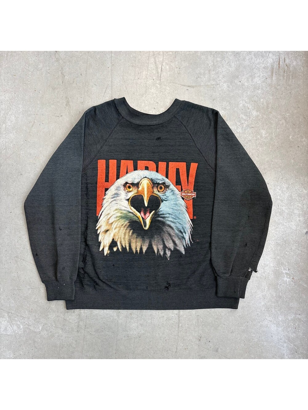 Vintage 80s Harley Davidson Screaming Eagle Thrashed & Faded Sweatshirt Large